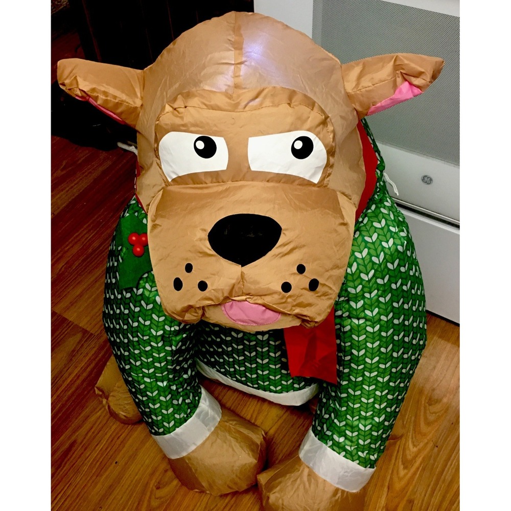 Holiday Time Festive Bulldog Inflatable Airblown 3 FT Christmas Yard Decor